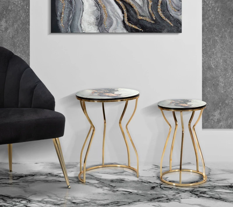 Tavolinetti Abstract Top -A- Coppia cm Ø 37X51-25X46