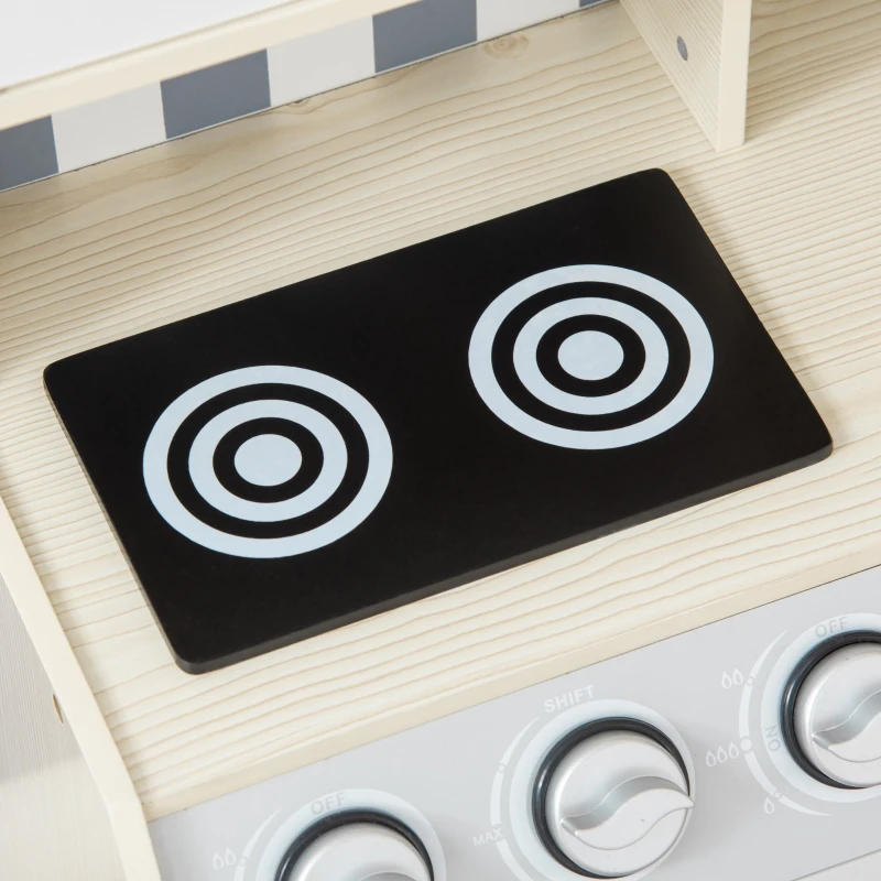 HOMCOM Kids Kitchen Play Toy Set, Cooking Pretend Playset with  Multiple Storage, Sink Pots Bench, Age 3-6 Years, White