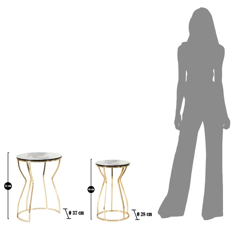 Tavolinetti Abstract Top -A- Coppia cm Ø 37X51-25X46