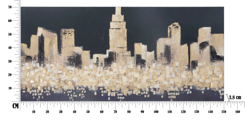 Dipinto Su Tela Golden City cm 150X3,8X70