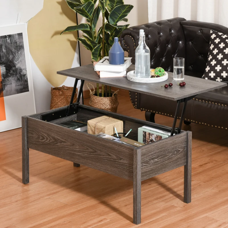 HOMCOM Particle Board Lift-Top Coffee Table Grey