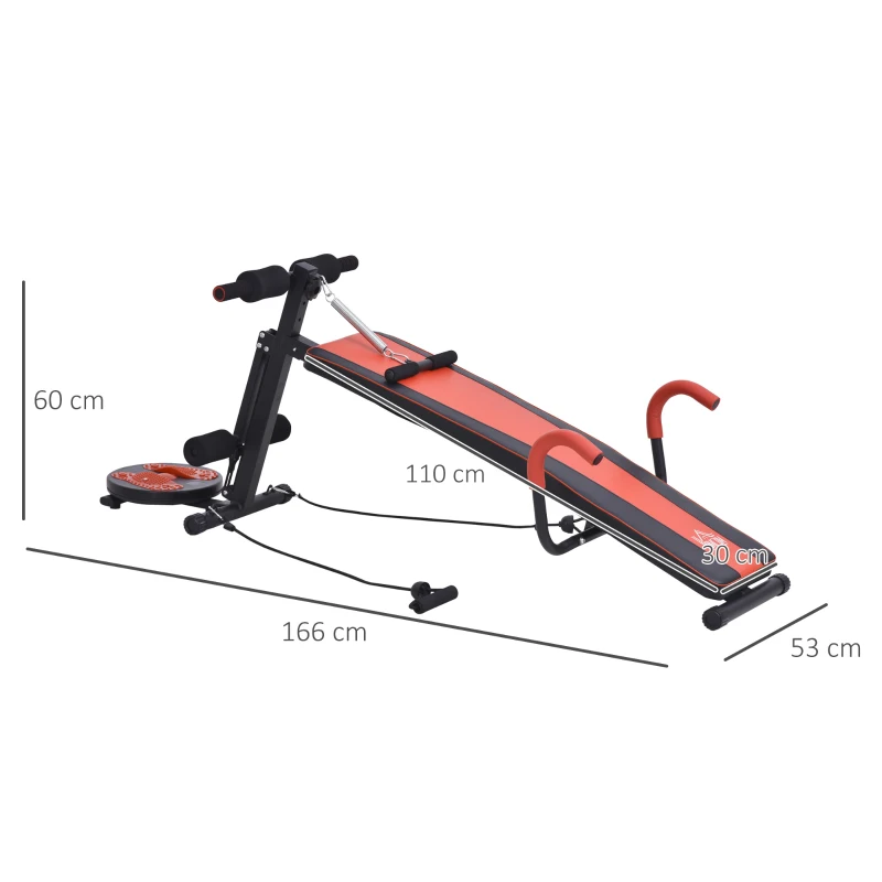 HOMCOM Multifunctional Sit Up Bench Exercise with Resistant Rope and Twist Waist Disc for Home, Office and Gym(m-3)
