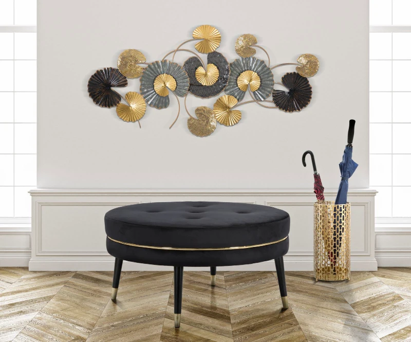 Pouf Paris xxl Nero/Gold cm Ø 90X46