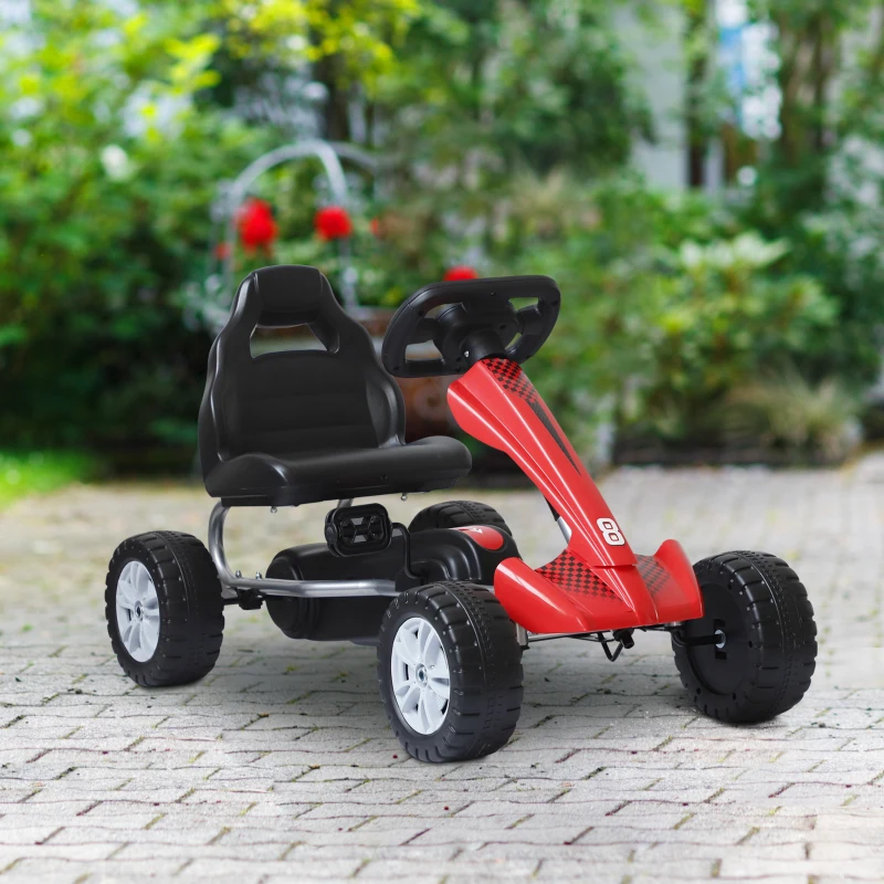 Homcom Pedal Go Kart Children'S Go Karts Children Manual Racing Wheel Rider -Red