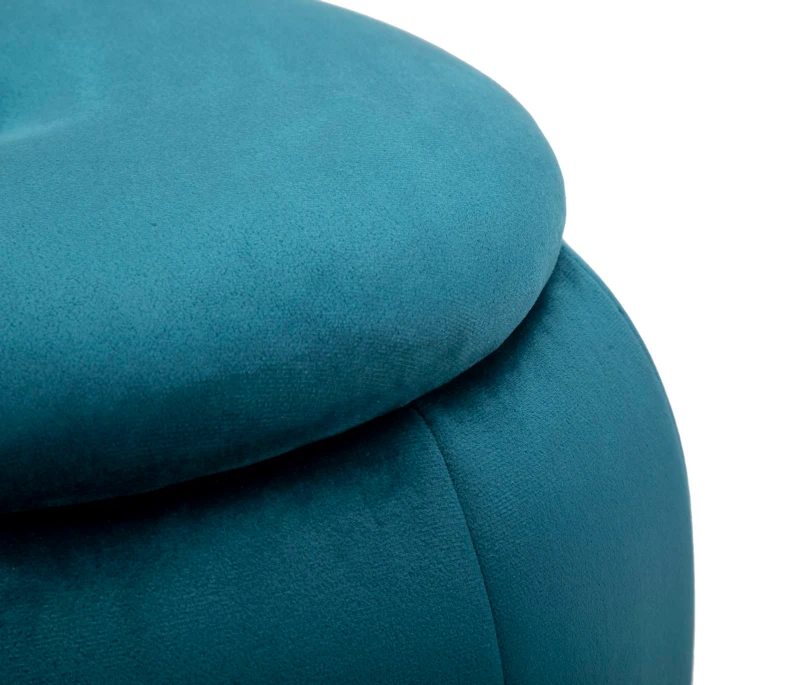 Pouf Contenitore Paris Ottanio/Gold cm Ø 43X43