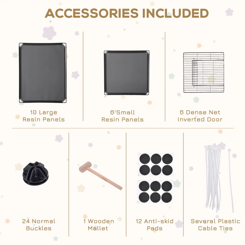 PawHut 22 Panels DIY Pet Playpen, Guinea Pig Cage Small Animal Cage for Rabbit, Chinchilla, with Door Bottom, Grey