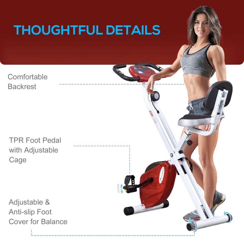 HOMCOM Steel Manual Resistance Exercise Bike w/ LCD Monitor Red(m-7)