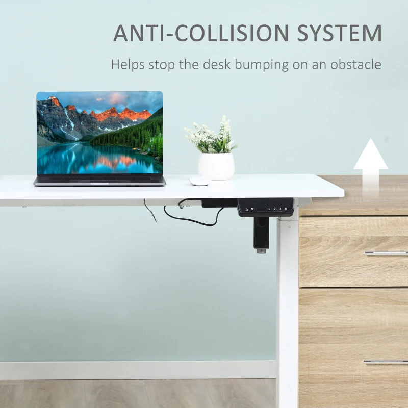 Vinsetto Birou reglabil pe 3 Inaltimi Design Anti-coliziune, 120x60x74.5-114.5cm, Alb