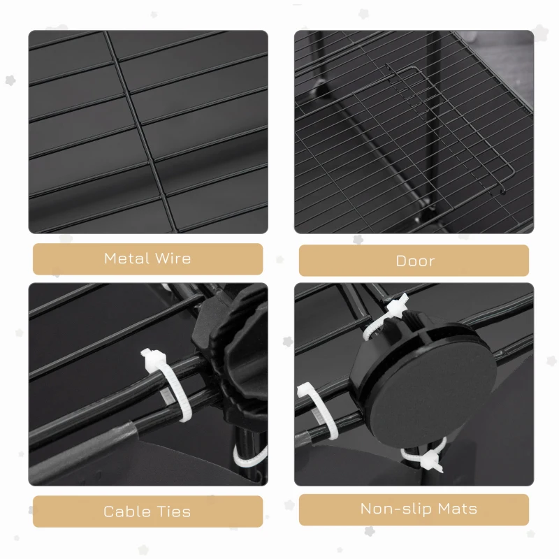 PawHut 22 Panels DIY Pet Playpen, Guinea Pig Cage Small Animal Cage for Rabbit, Chinchilla, with Door Bottom, Grey