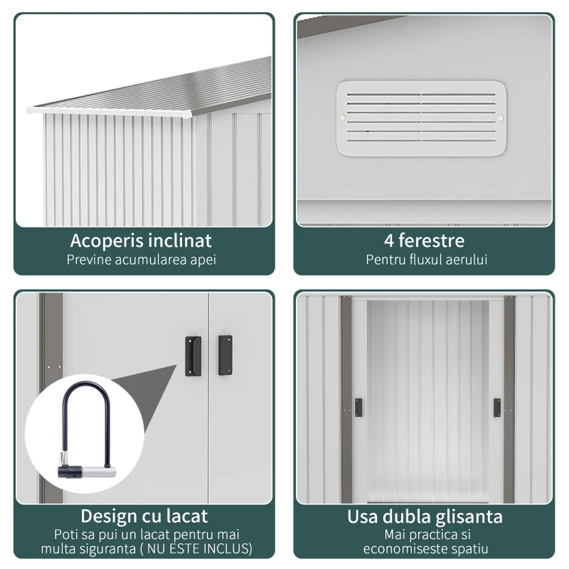Outsunny Magazie Gradina 277×195×192 cm – Otel & PP cu Usi Glisante Duble(m-5)