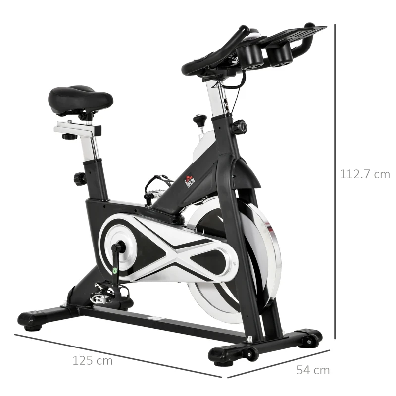 HOMCOM Cyclette Spin Bike con Volano 18kgAltezza e Resistenza Regolabile con Supporto per Cellulare e Display LCD Nero