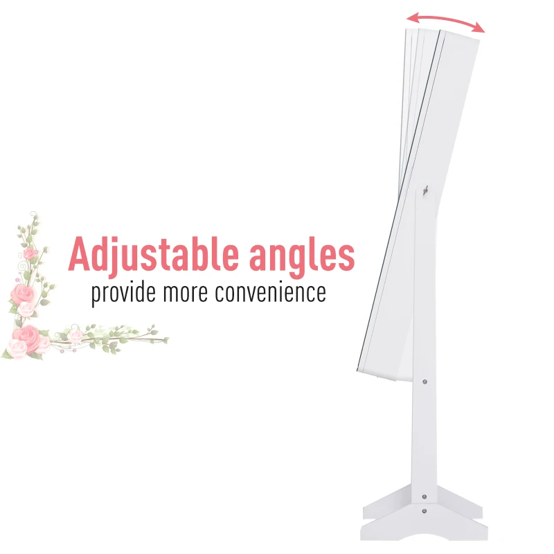 HOMCOM Dulapior Cutie de bijuterii cu Oglinda si Iluminare LED Automata, Alb, 30x146x36 cm