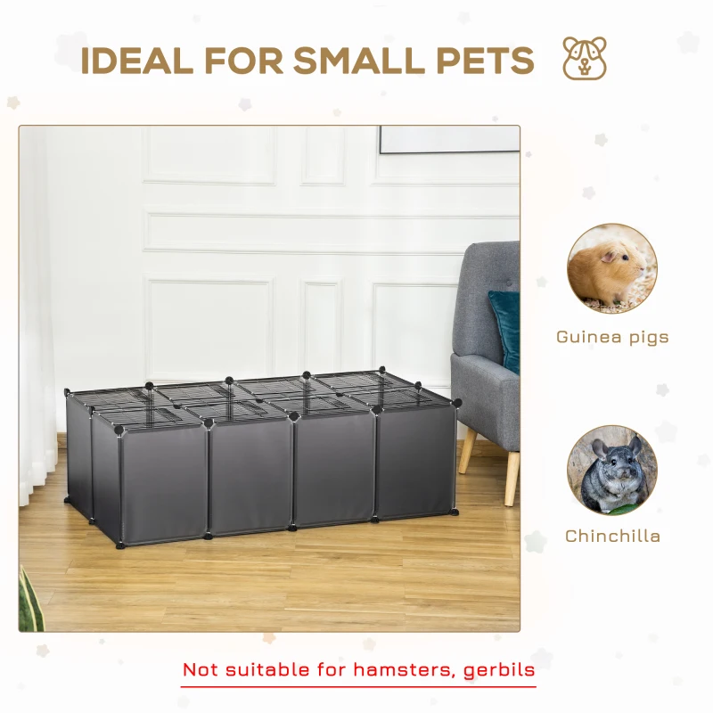 PawHut 28 Panels Pet Playpen, DIY Guinea Pigs Cage, Small Animal Cage for Rabbit, Chinchilla with Door Bottom, Grey
