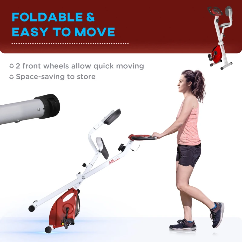 HOMCOM Steel Manual Resistance Exercise Bike w/ LCD Monitor Red(m-6)