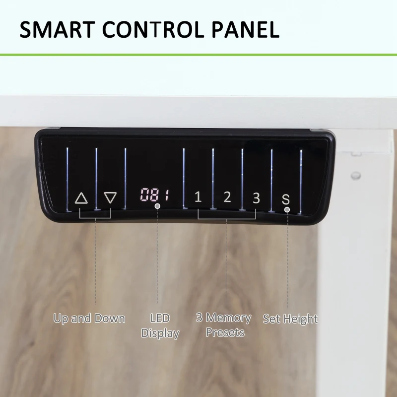 Vinsetto Birou reglabil pe 3 Inaltimi Design Anti-coliziune, 120x60x74.5-114.5cm, Alb