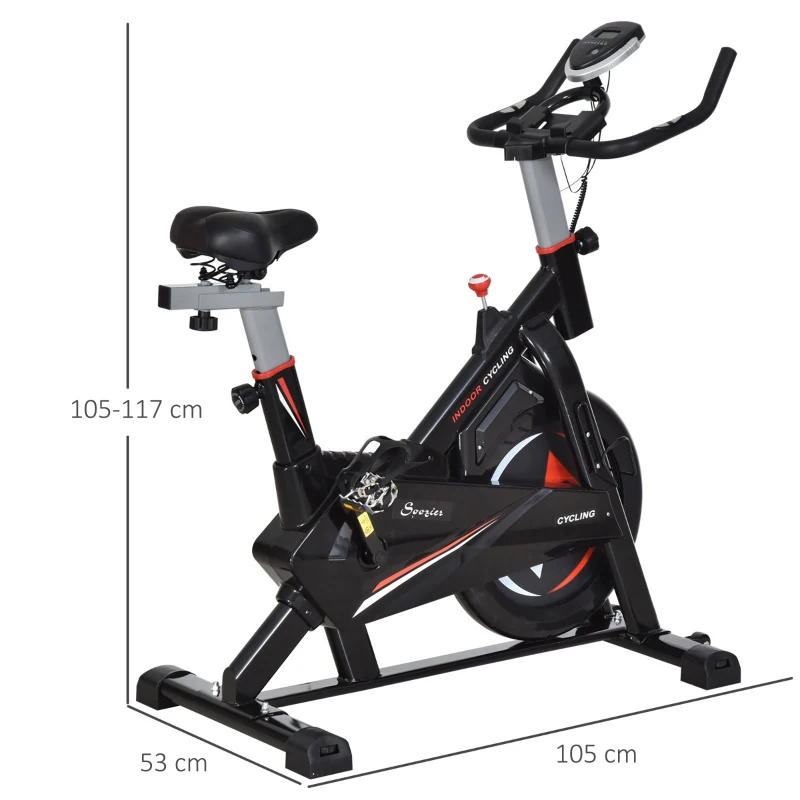 HOMCOM Stationary Exercise Bike with 10kg Flywheel, Cycling Cardio Workout Racing Machine with Adjustable Resistance, LCD Monitor, Phone and Bottle Holder, for  Indoor Gym Office