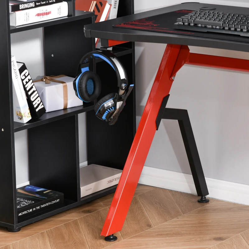 HOMCOM Computer and Gaming Desk, Racing Style Home Office Ergonomic Computer Table Workstation w/Management