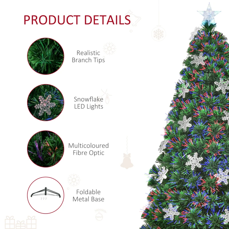 HOMCOM brad de Craciun, cu 21 becuri LED, 150cm