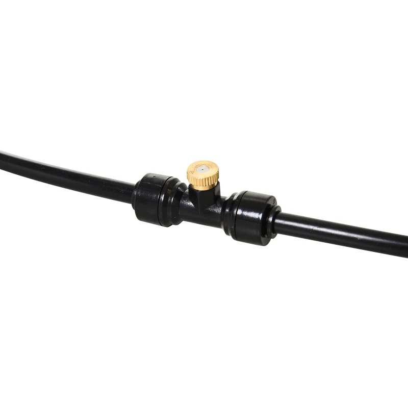 Outsunny Kit Nebulizzatore da Giardino con 11 Ugelli Ottone, Sistema Raffreddamento/ Irrigazione a Goccia, Tubo 9M in PP