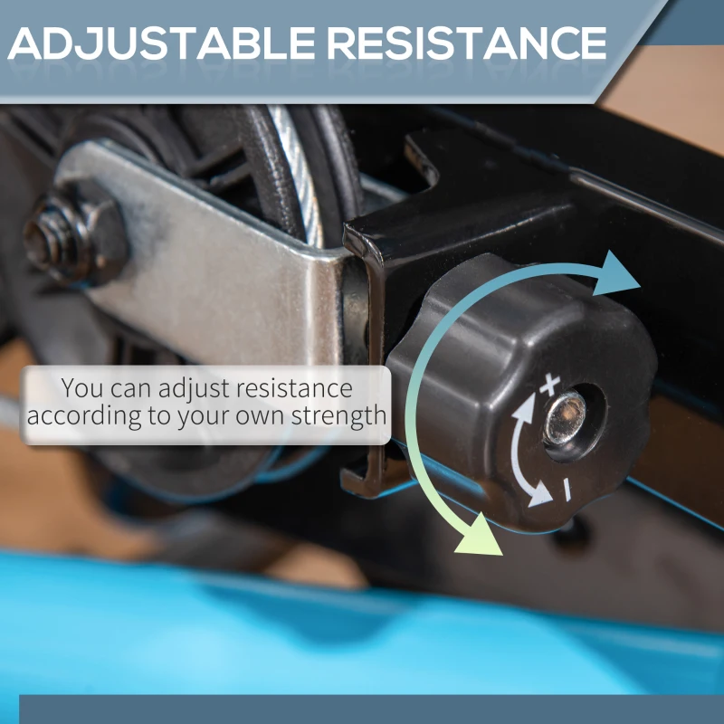 HOMCOM Stepper cu rasucire, aparat de exercitii cardio cu benzi elastice si maner, ecran LCD pentru sala de gimnastica, birou acasa, albastru