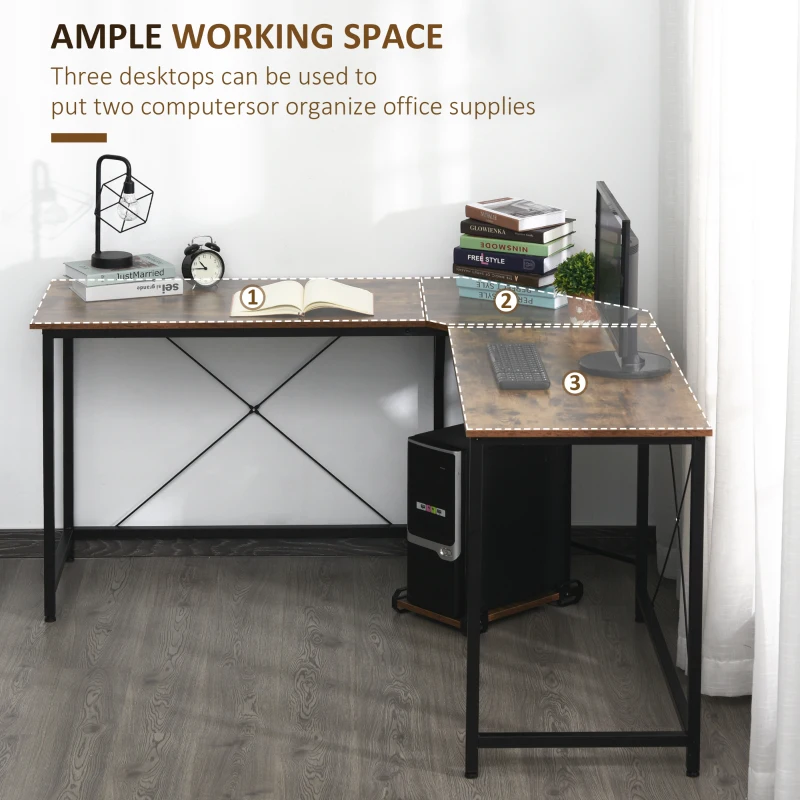 HomCom masa gaming, de colt, raft CPU, 150x150x75cm