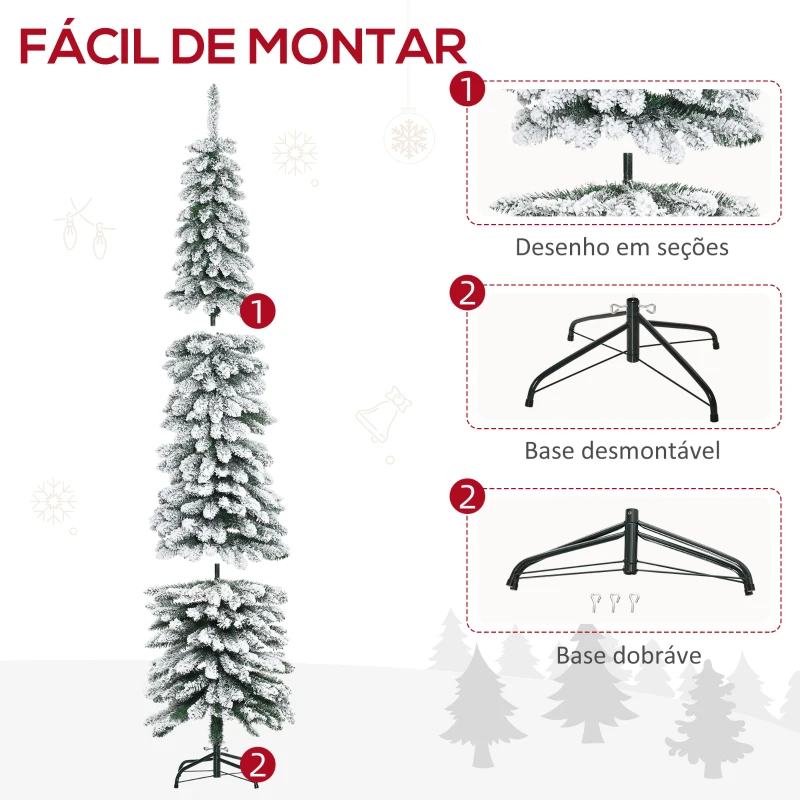 HOMCOM Árvore de Natal Artificial 210cm com Neve Ignífugo com 490 Ramos Verde
