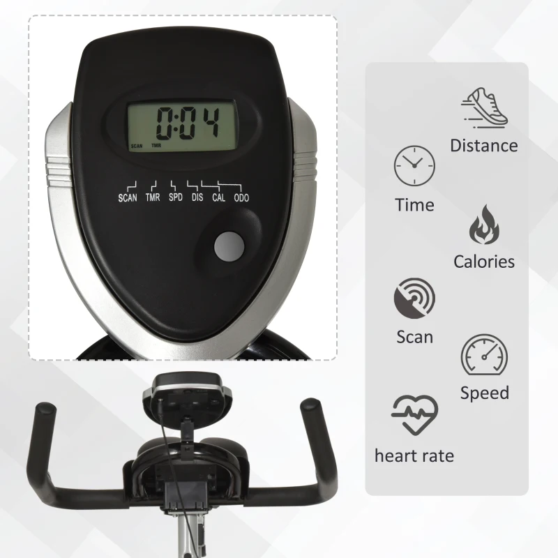 HOMCOM Stationary Exercise Bike with 10kg Flywheel, Cycling Cardio Workout Racing Machine with Adjustable Resistance, LCD Monitor, Phone and Bottle Holder, for  Indoor Gym Office