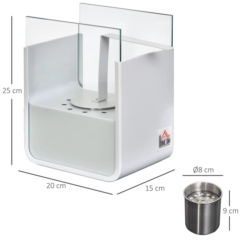 HOMCOM Biokamin Ethanol-Kamin Bio-Ethanol-Brenner 0,4L Brenndauer kein Rauch Edelstahl 20 x 15 x 25 cm