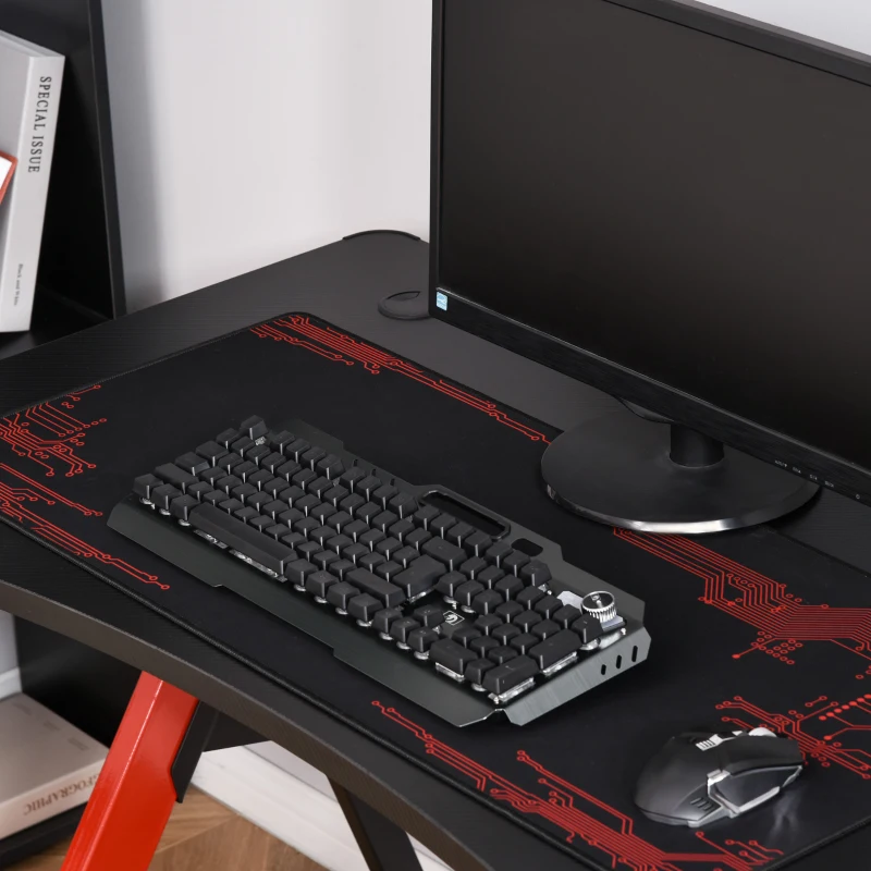 HOMCOM Computer and Gaming Desk, Racing Style Home Office Ergonomic Computer Table Workstation w/Management