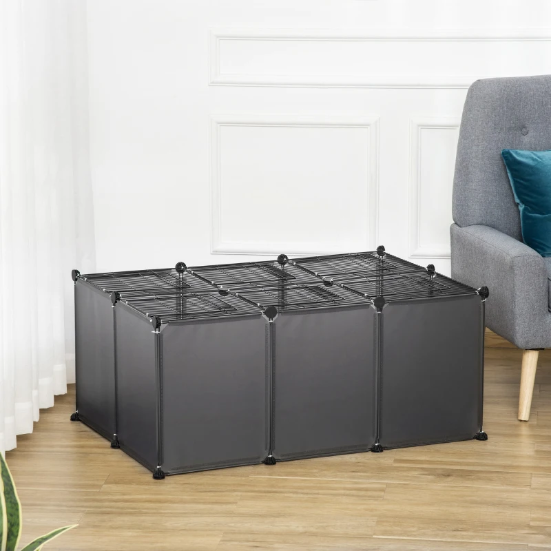 PawHut 22 Panels DIY Pet Playpen, Guinea Pig Cage Small Animal Cage for Rabbit, Chinchilla, with Door Bottom, Grey