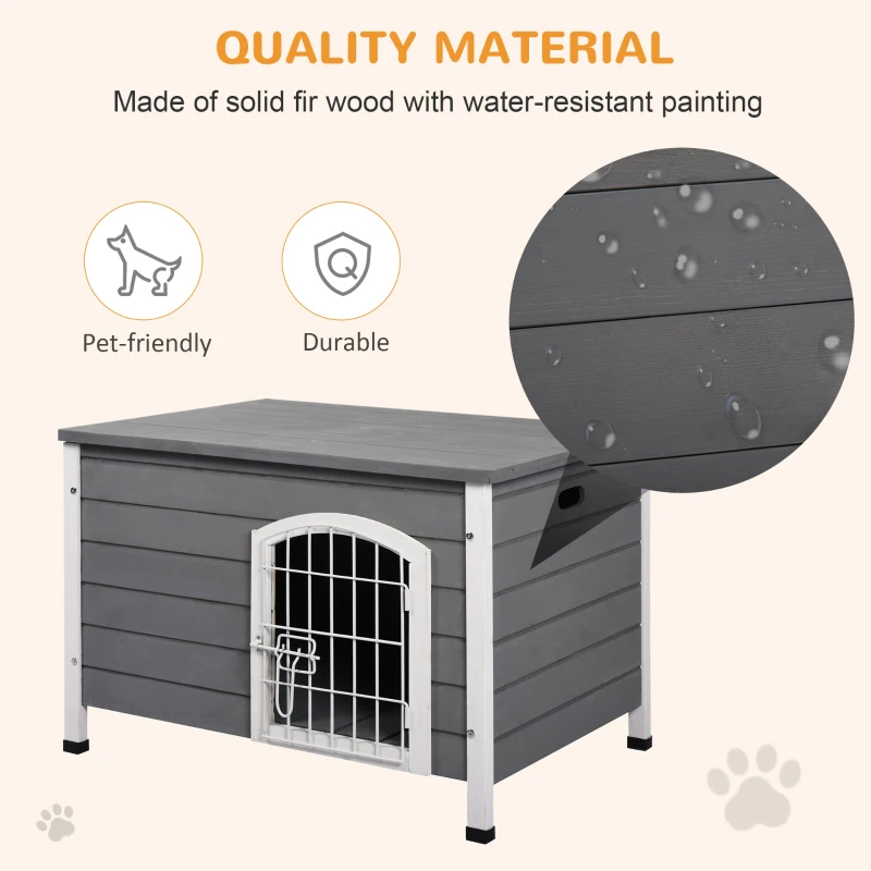 PawHut Wooden Dog House, Pet House Kennel with Openable Top, Wire Door, Removable Bottom for Small Dogs, 80 x 55 x 53.5cm(m-4)