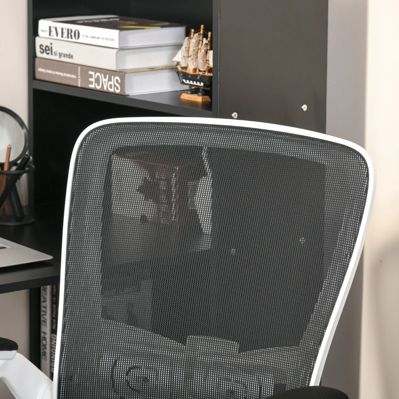 Vinsetto Chaise de Bureau Ergonomique Hauteur réglable pivotante 360° accoudoirs relevables Tissu Maille Bicolore Noir Blanc