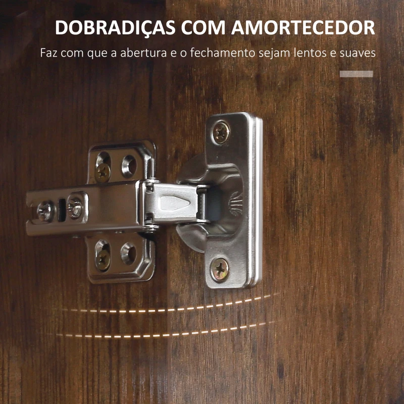 kleankin Armário com Espelho de Casa de Banho com Luz LED Suspenso 2 Portas e Interruptor Tátil Estilo Moderno 70x15x65cm Marrom Rústico