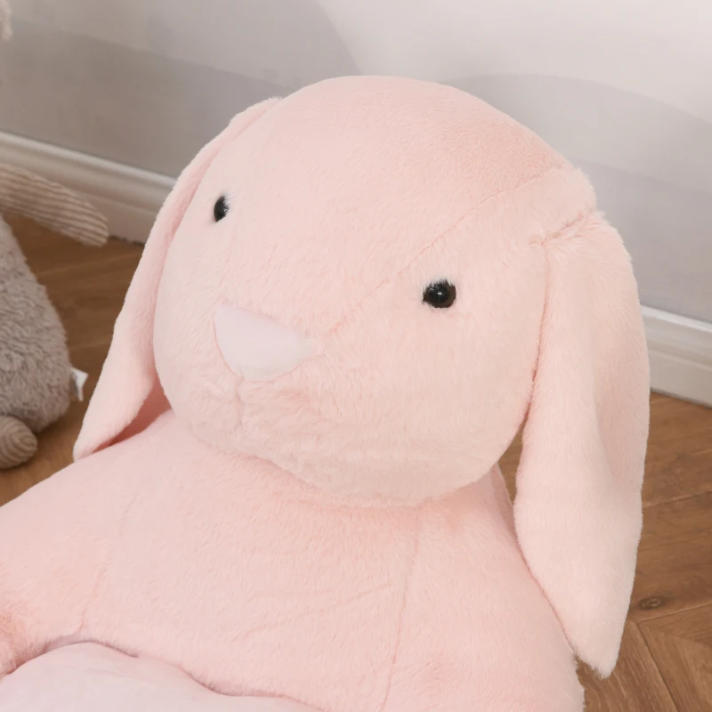 HOMCOM Kids Sofa Chair Children Plush Armchair Stuffed Cute Rabbit Toy Support Seat Learning Baby Nest Sleeping Cushion Bed Soft Snuggle Furniture 60 x 50 x 59cm Pink