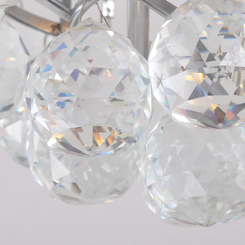 HOMCOM Modern Crystal Chandelier Flush Mount Ceiling Light Fitting Crystal Droplets Effect Round, D30cm-Silver