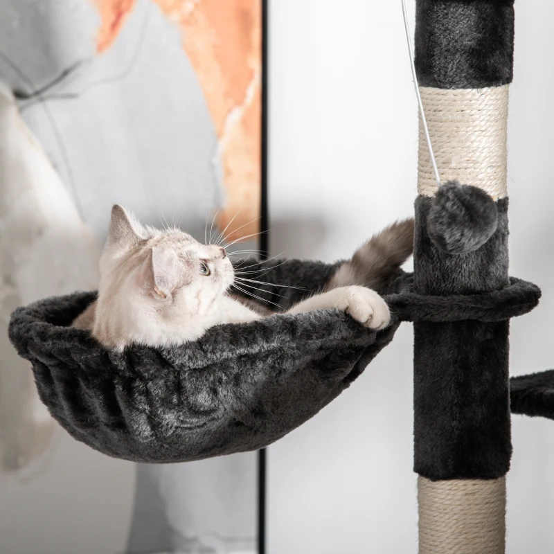 PawHut Ansamblu pe mai Multe Niveluri 240-260cm, Cusca, Scari, Franghii Sisal