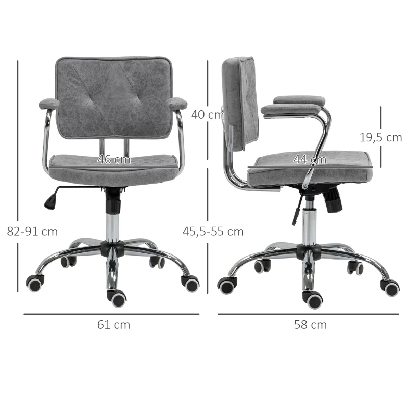 Vinsetto Fauteuil chaise de bureau style contemporain hauteur réglable roulettes pivotant - dim. 61L x 58P x 82-91H cm - gris