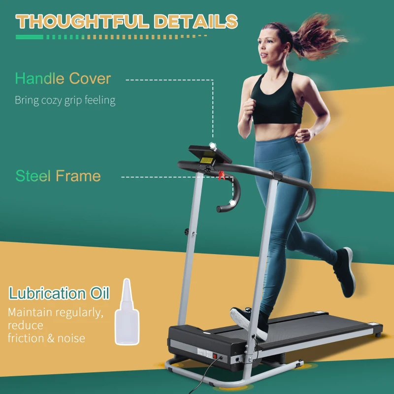 HOMCOM Electric Treadmill, 500W, 28kg-Black/Grey