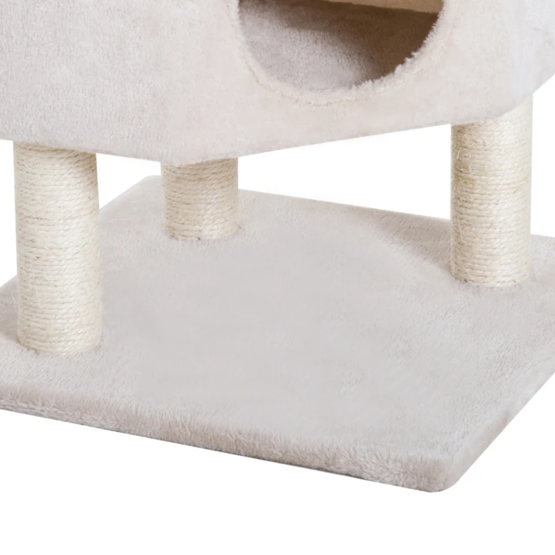PawHut Ansamblu pentru Pisici 3 Niveluri, Crem, 49x48x130cm