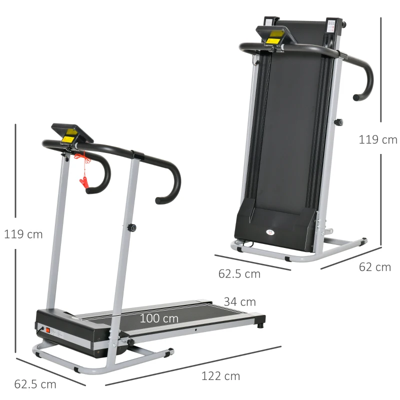 HOMCOM Electric Treadmill, 500W, 28kg-Black/Grey