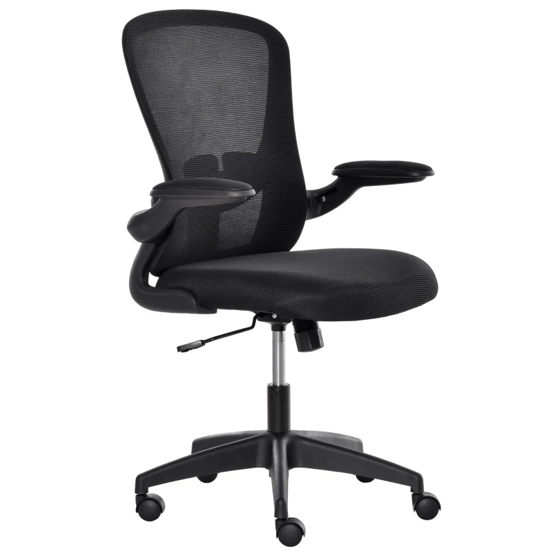 Vinsetto Chaise de Bureau Ergonomique Hauteur réglable pivotante 360° Fonction à Bascule verrouillable Support lombaires Tissu Maille Noir