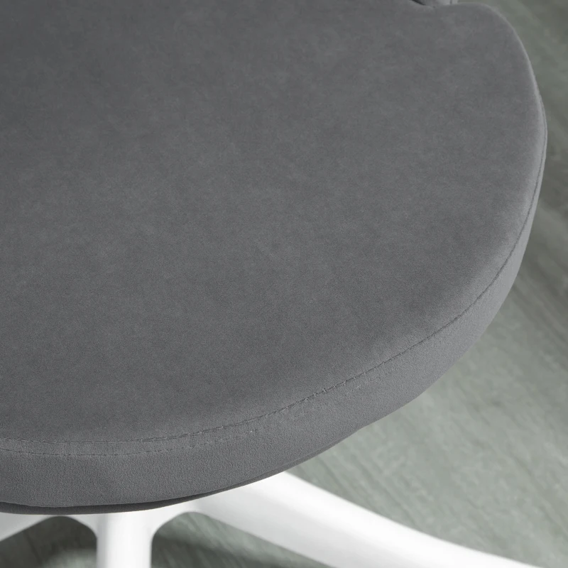 Vinsetto Fauteuil chaise de bureau à roulettes hauteur réglable pivotante 360° - forme coquillage - aspect velours gris