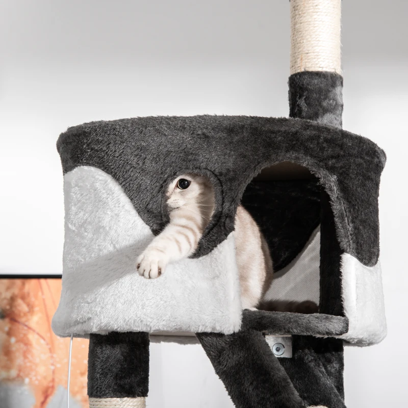 PawHut Ansamblu pe mai Multe Niveluri 240-260cm, Cusca, Scari, Franghii Sisal