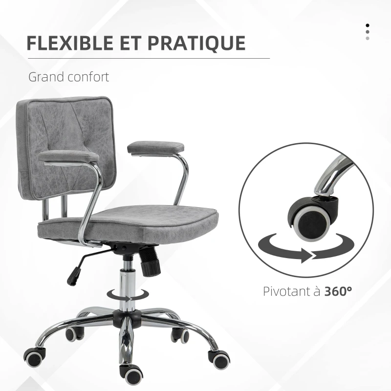 Vinsetto Fauteuil chaise de bureau style contemporain hauteur réglable roulettes pivotant - dim. 61L x 58P x 82-91H cm - gris