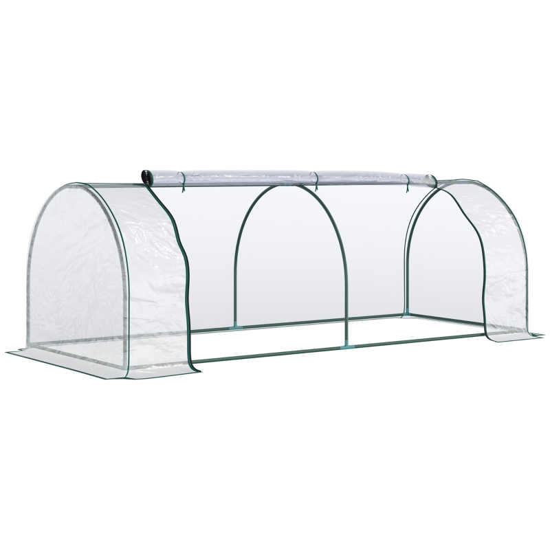 Oustunny Serra da Giardino con Porte Anteriori a Cerniera, in Acciaio e PVC, 250x100x80 cm