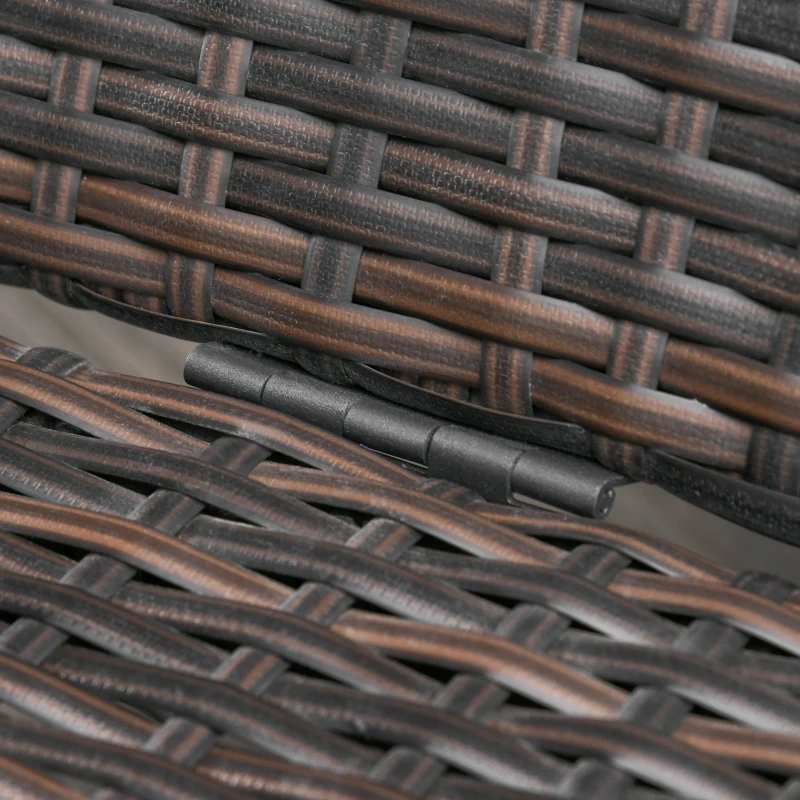 Outsunny Conjunto de 2 Tumbonas de Jardín Tumbonas de Ratán PE Reclinable en 5 Posiciones para Terraza Patio 196x65x22 cm Marrón