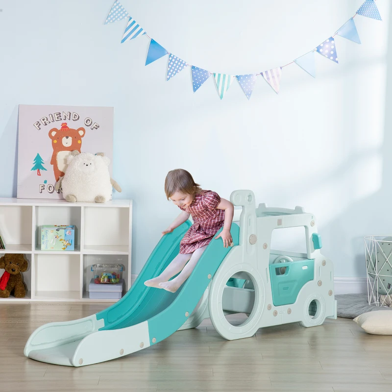 HOMCOM 4 in 1 Kids Slide Activity Centre - Light Blue