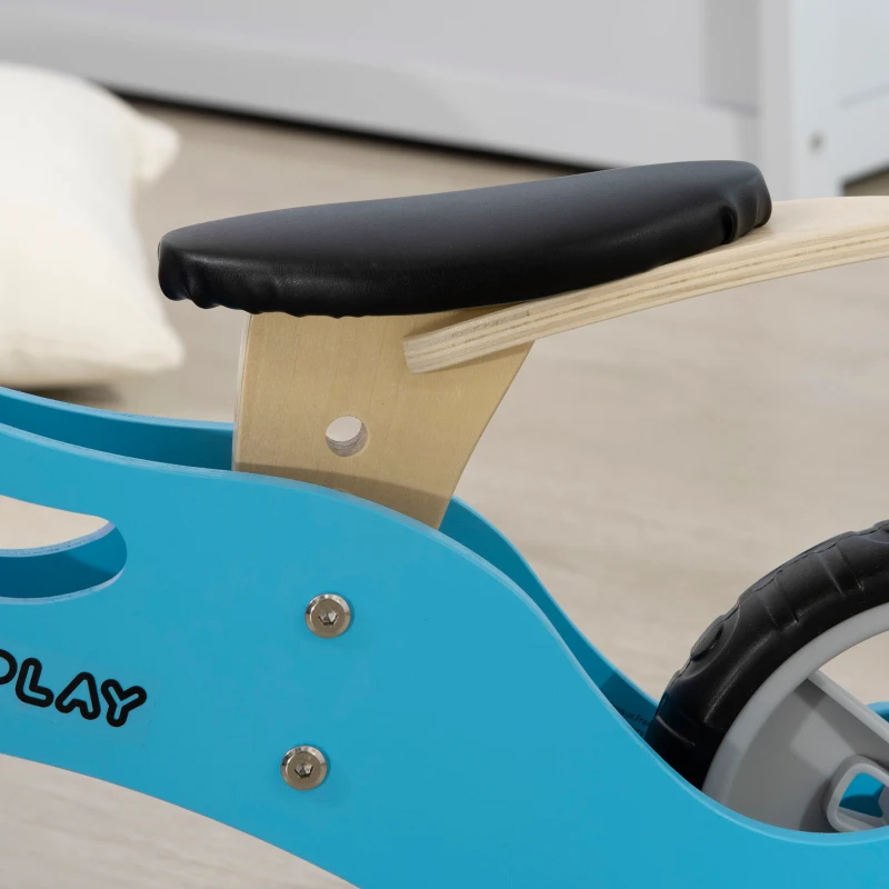 AIYAPLAY Bicicleta sem Pedais de Madeira 2 em 1 Triciclo Infantil com Assento Ajustável de 22-26cm 60x38x38cm Azul