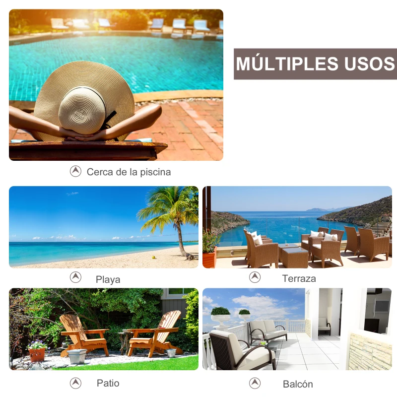 Outsunny Conjunto de 2 Tumbonas de Jardín Tumbonas de Ratán PE Reclinable en 5 Posiciones para Terraza Patio 196x65x22 cm Marrón