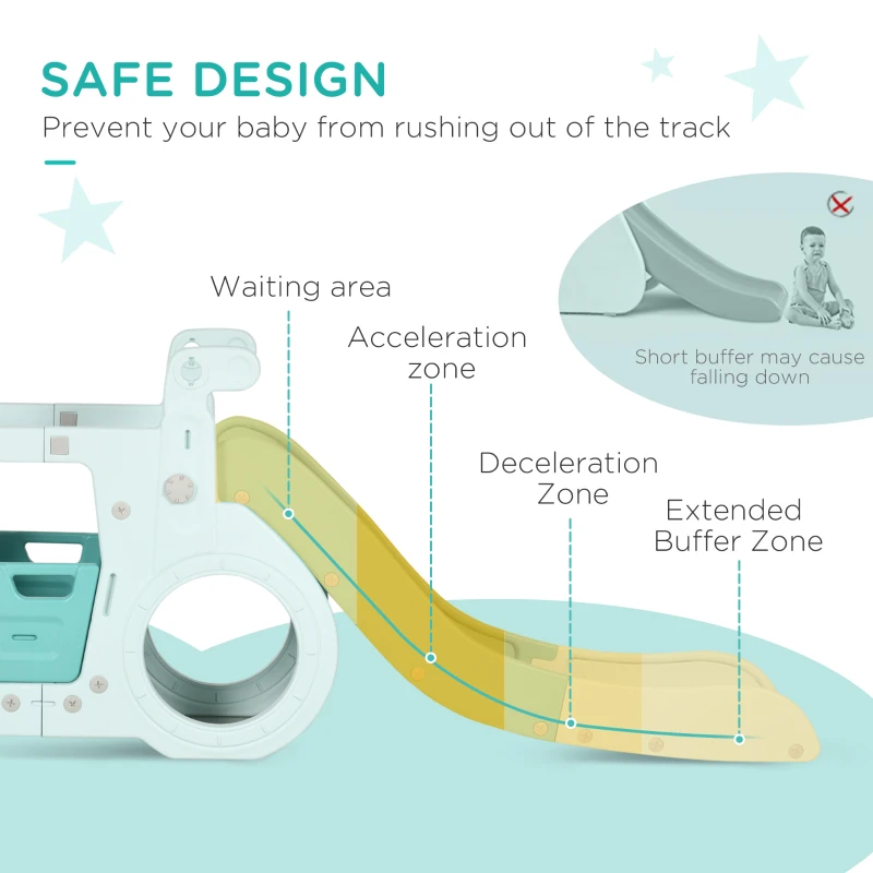 HOMCOM 4 in 1 Kids Slide Activity Centre - Light Blue